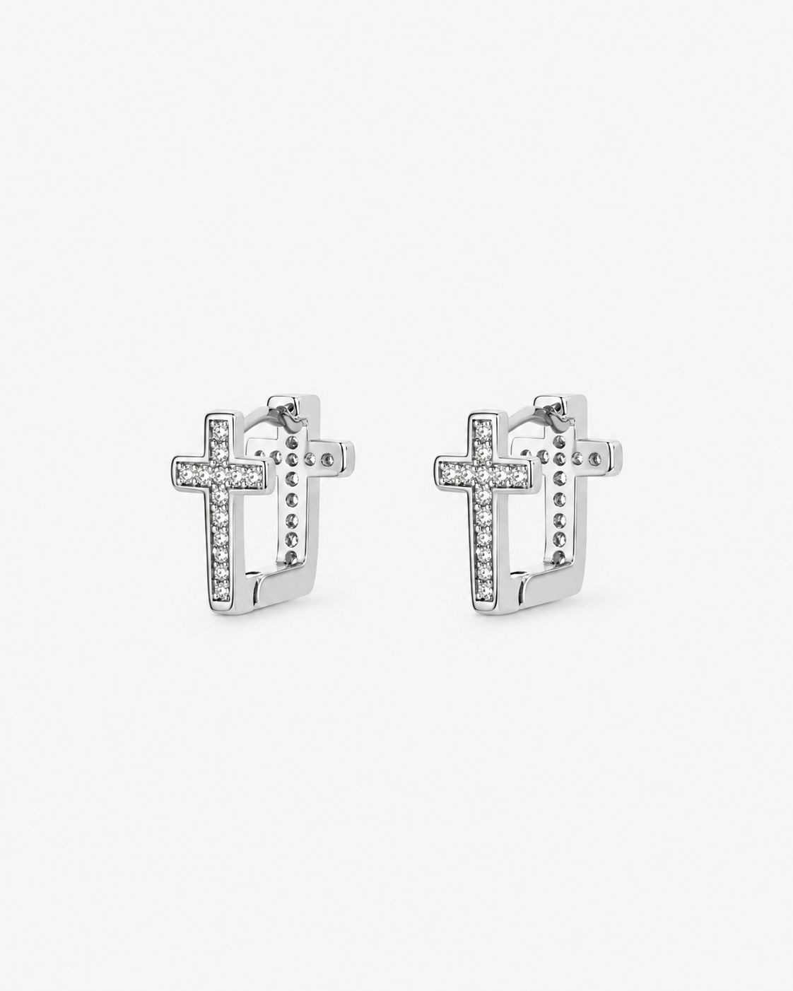 EARRINGS CROSS - SILVER