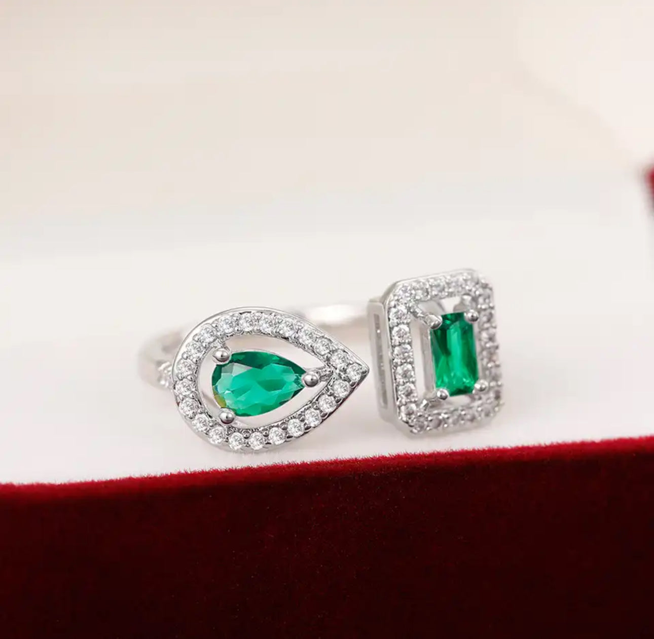 DIAMANTE RING - SØLV/GRØNN