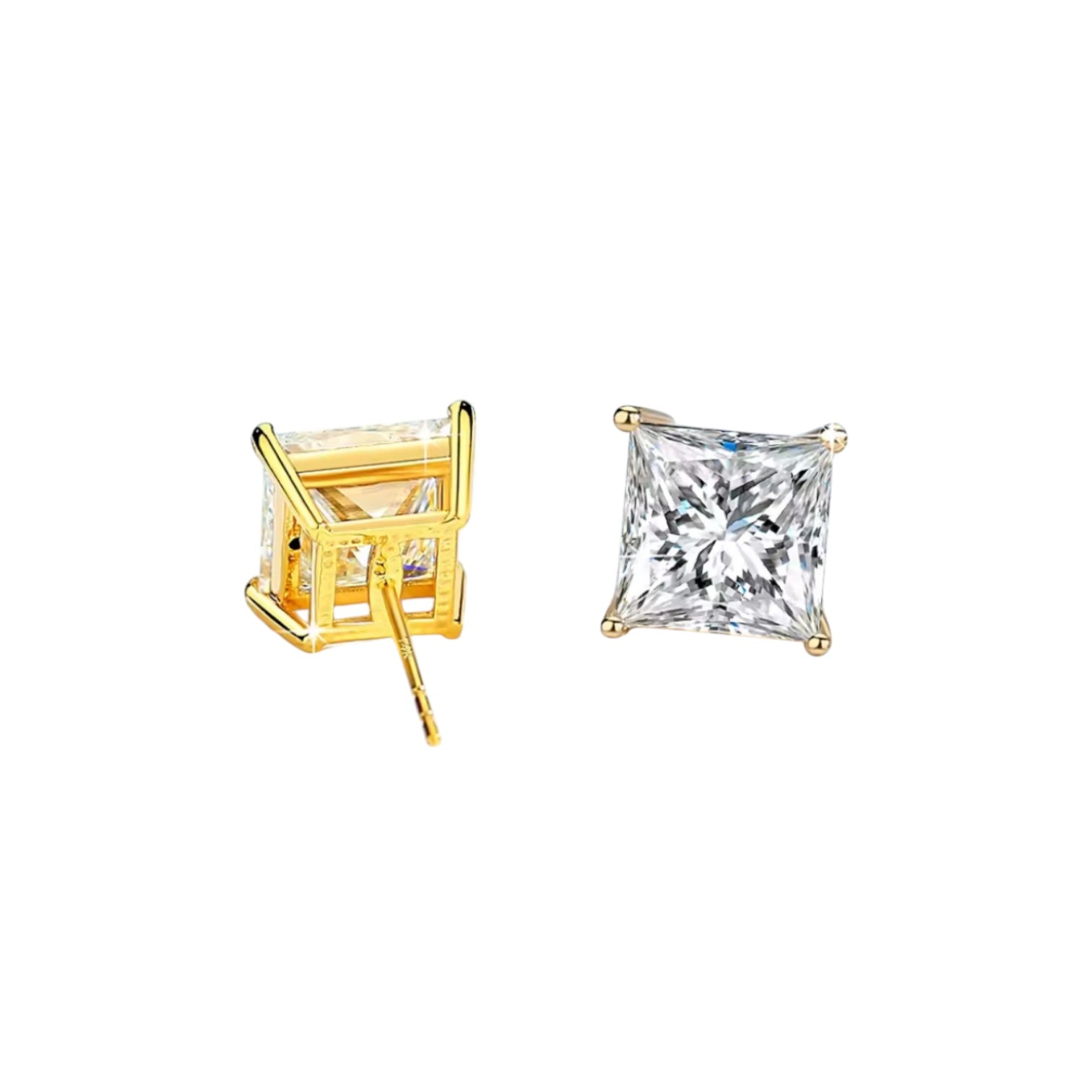 EARRINGS DIAMOND SQ MOISSANITE S925 - GOLD