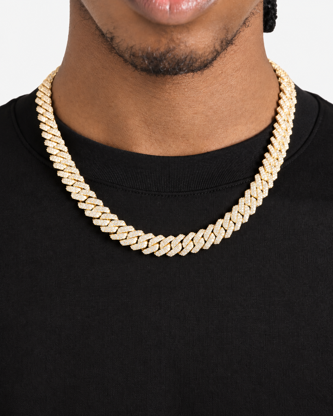 CUBAN ICE NECKLACE MOISSANITE S925 - GOLD (Made to Order)