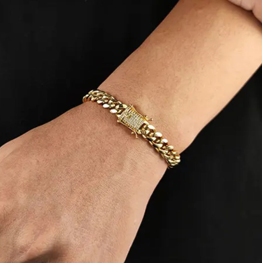 CUBAN ARMBÅND LUKSUS - GULL (8MM)