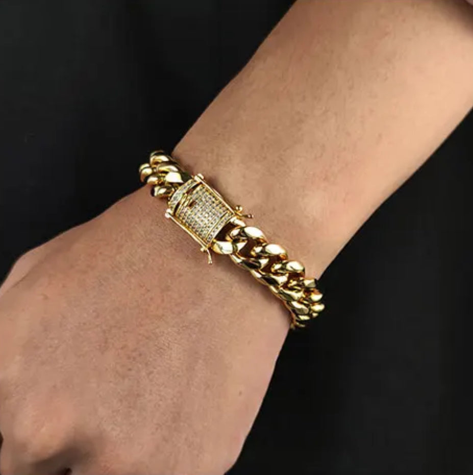 CUBAN ARMBÅND LUKSUS - GULL (10MM)