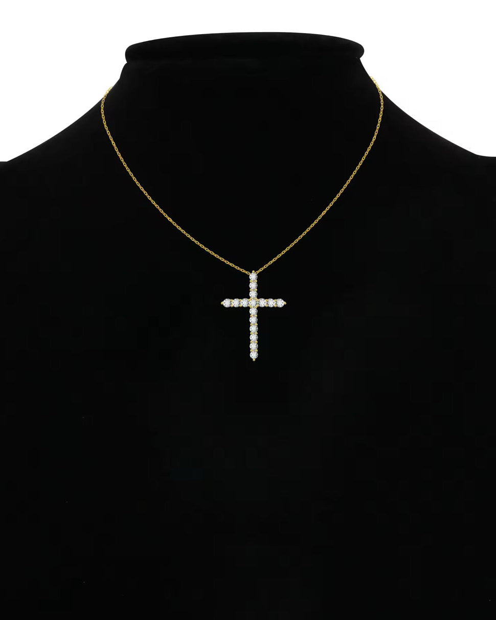 BARI DIAMOND CROSS NECKLACE MOISSANITE S925 - GOLD