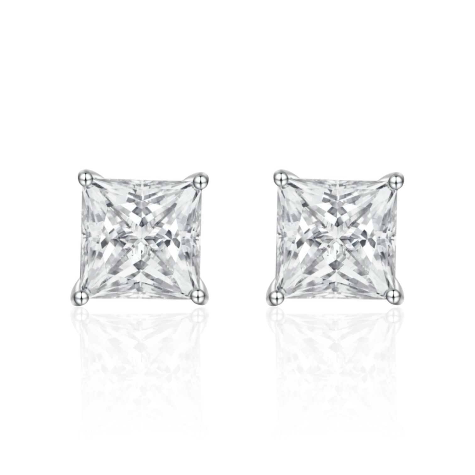 EARRINGS DIAMOND SQ MOISSANITE S925 - SILVER