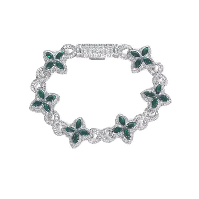 INFINITY FIORI DIAMOND BRACELET - SILVER/GREEN