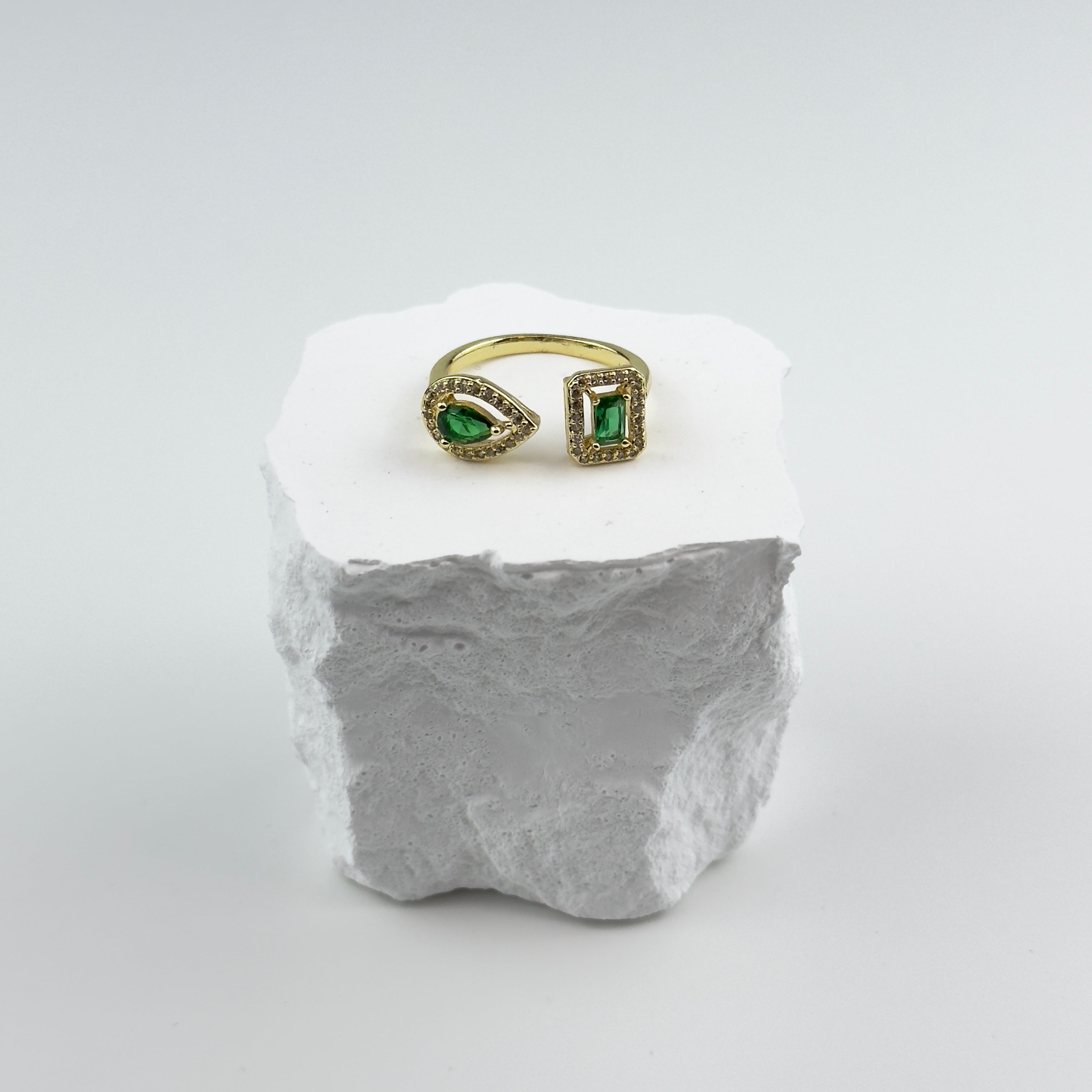 DIAMANTE RING - GULL/GRØNN