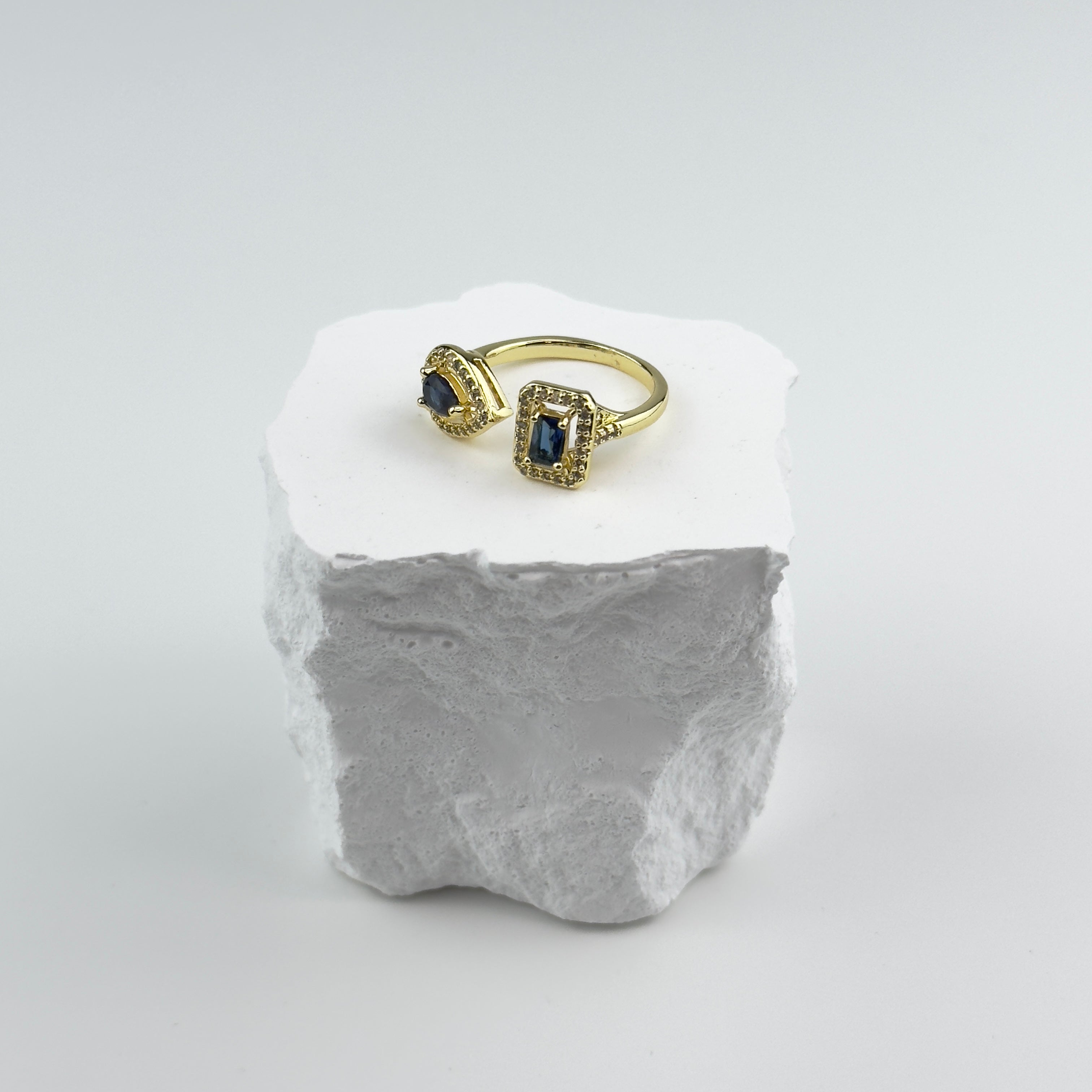 DIAMANTE RING - GULL/BLÅ