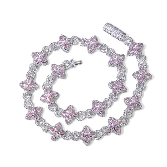 INFINITY FIORI DIAMOND NECKLACE - SILVER/PINK
