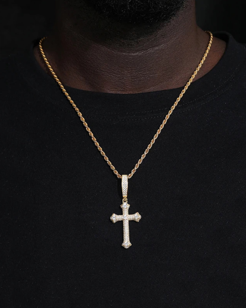 PENDANT DIAMOND CROSS MOISSANITE S925 - GOLD