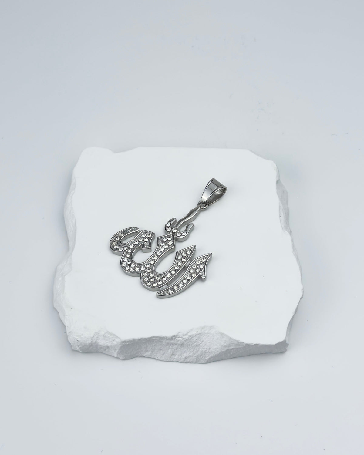 DIAMOND ALLAH PENDANT - SILVER