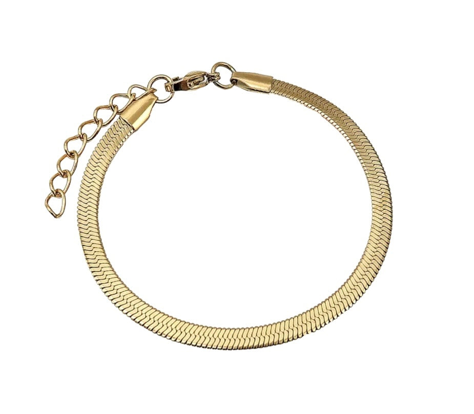 HERRINGBONE ARMBÅND - GULL (4MM)