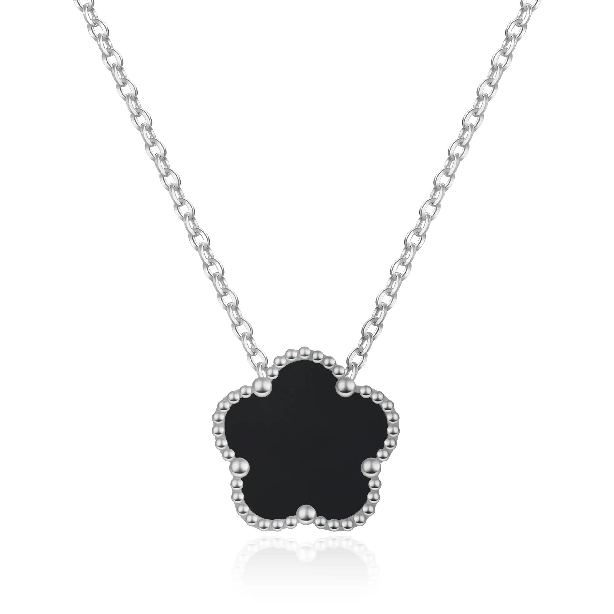 FIORI NECKLACE - SILVER/BLACK