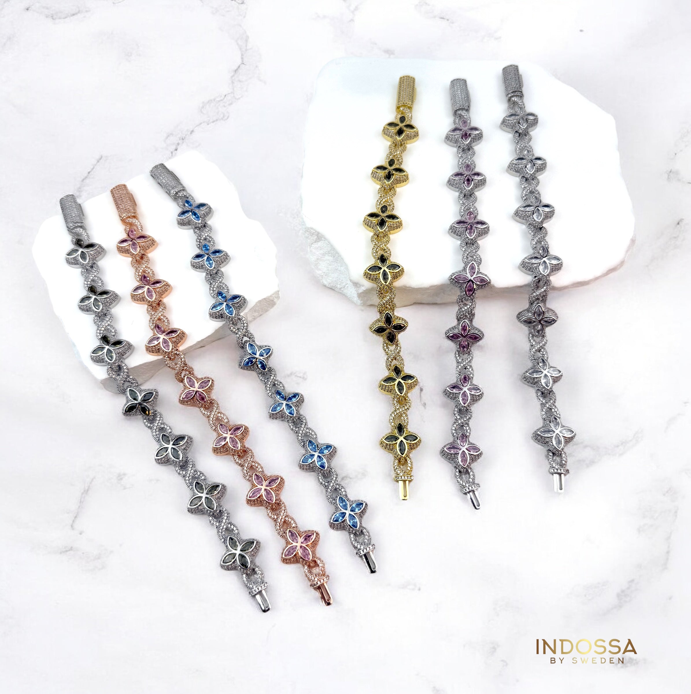 INFINITY FIORI DIAMANT ARMBÅND - SØLV/BLÅ