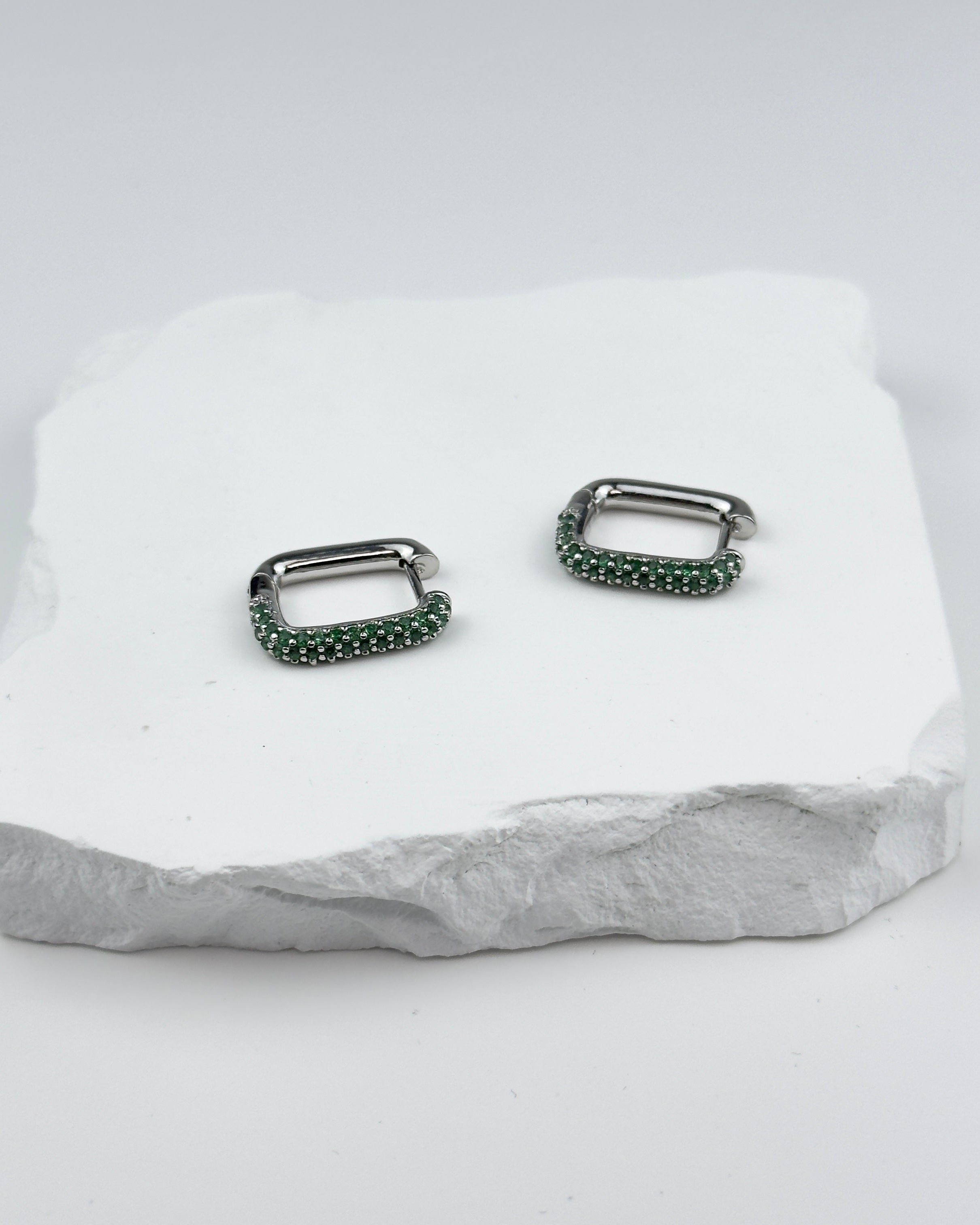 EARRINGS ALESSANDRA - SILVER/GREEN