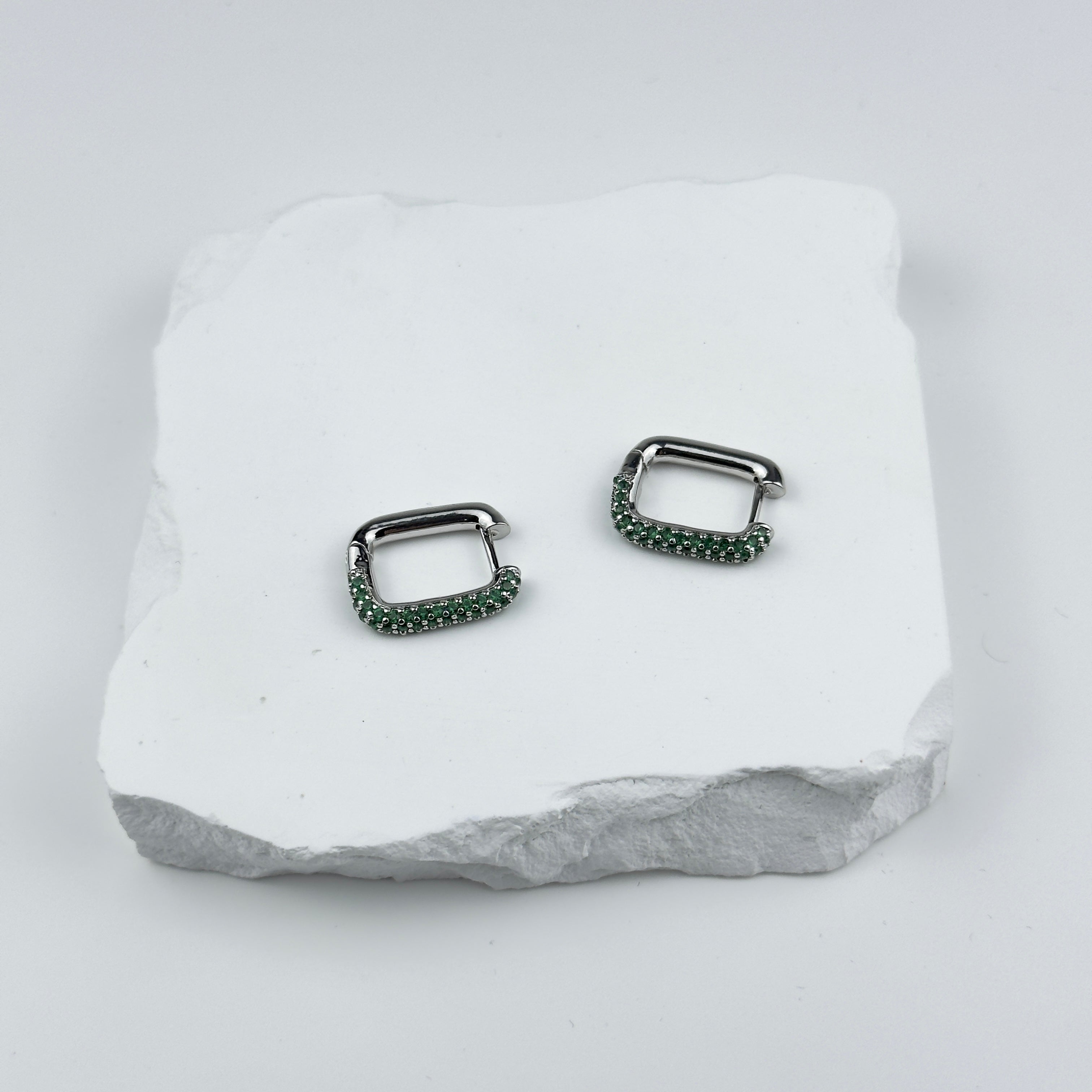 ØREDOBBER ALESSANDRA - SØLV/GRØNN