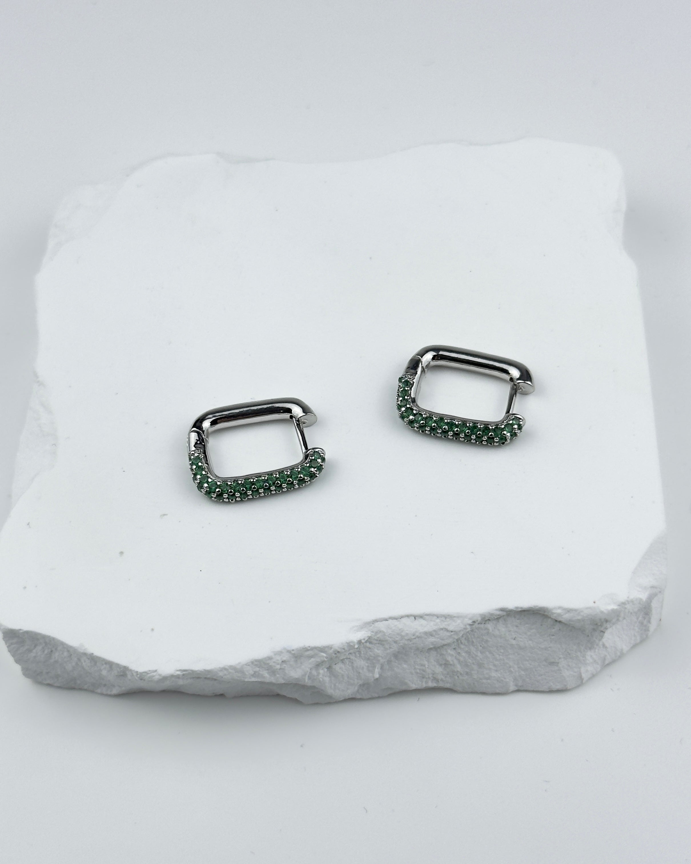 EARRINGS ALESSANDRA - SILVER/GREEN