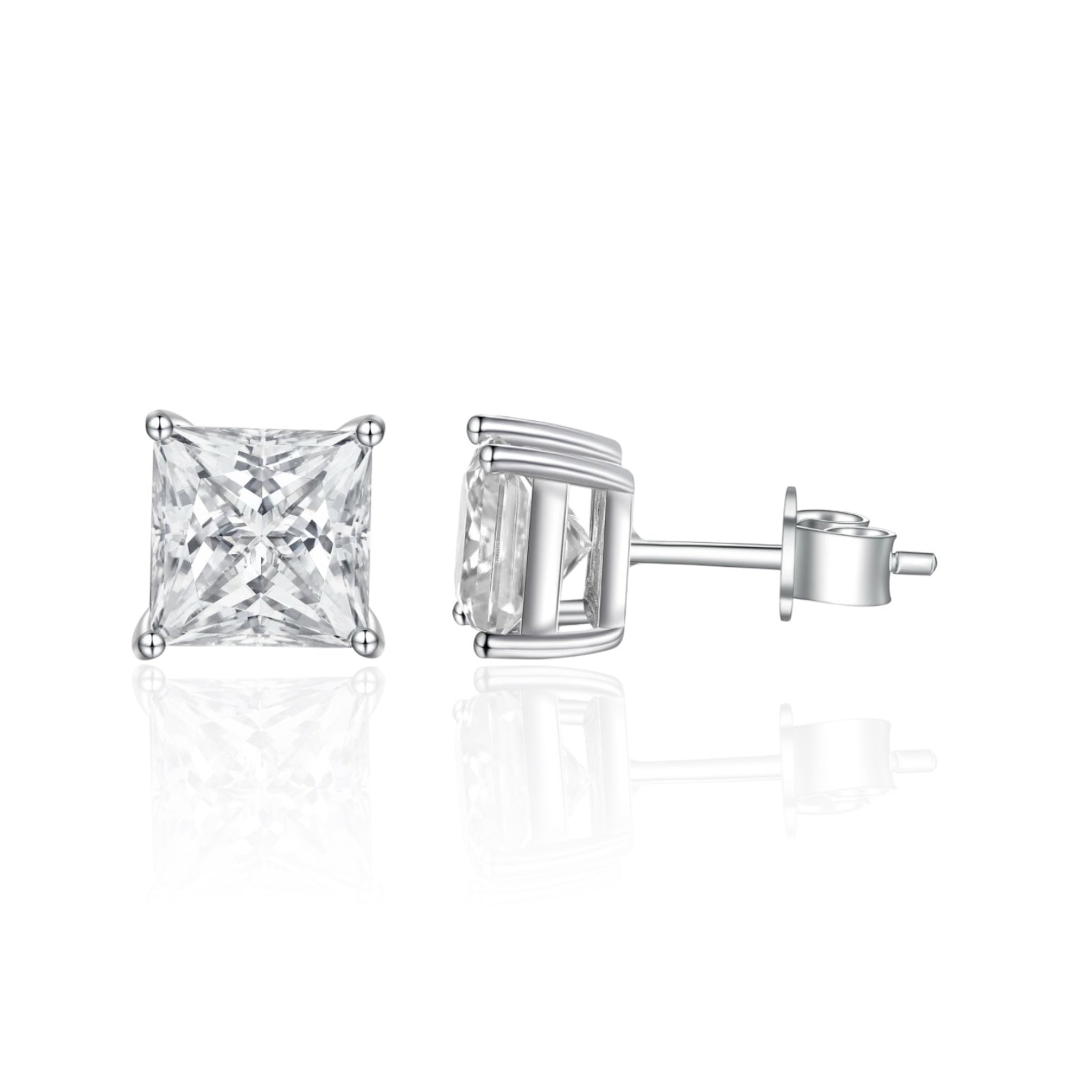 EARRINGS DIAMOND SQ MOISSANITE S925 - SILVER