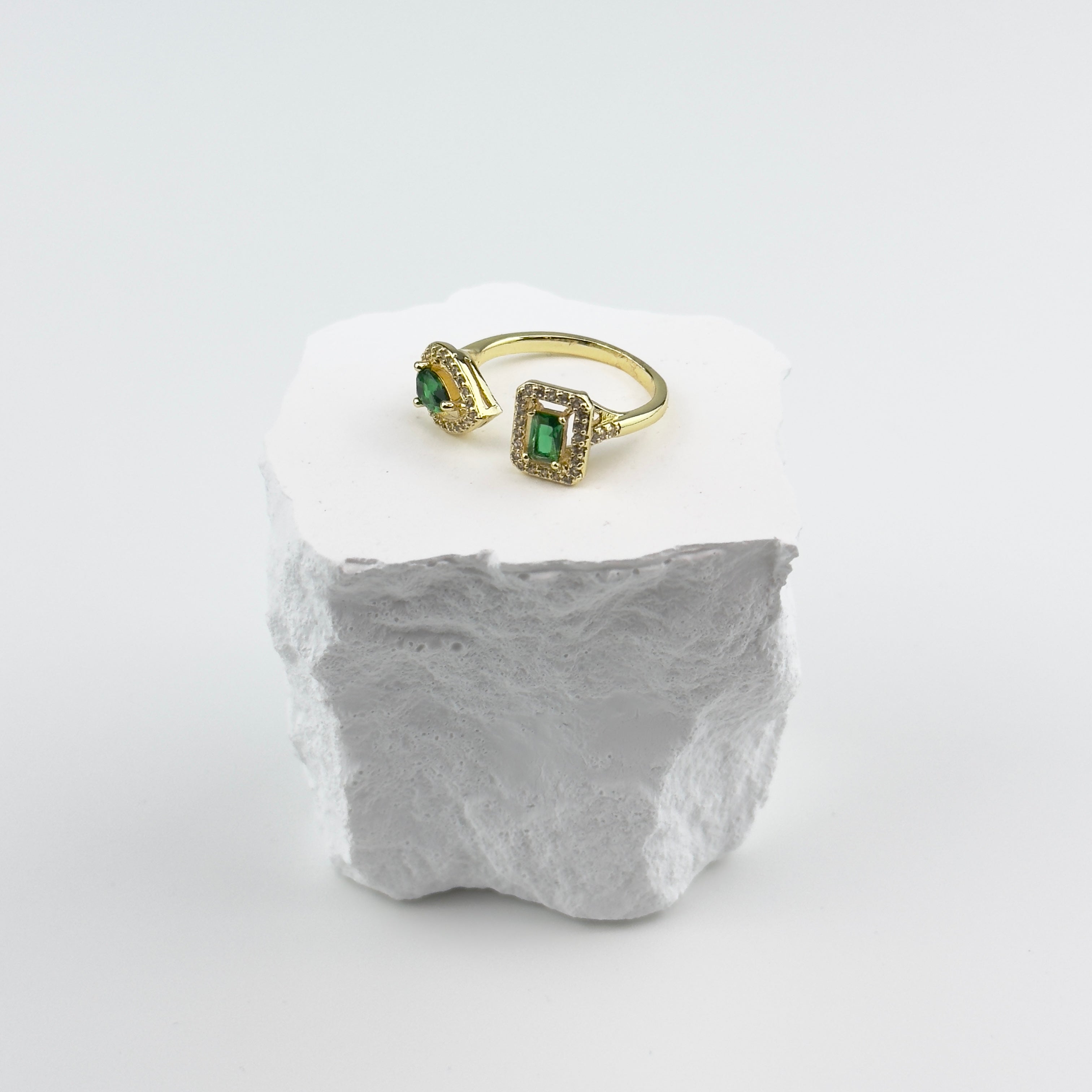 DIAMANTE RING - GULL/GRØNN