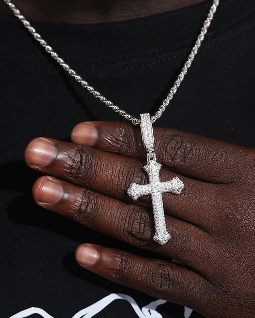 PENDANT DIAMOND CROSS MOISSANITE S925 - SILVER