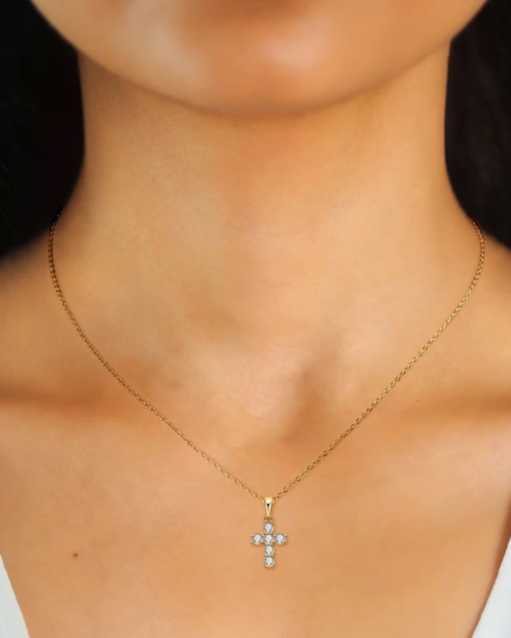 DIAMOND CROSS NECKLACE MOISSANITE S925 - GOLD