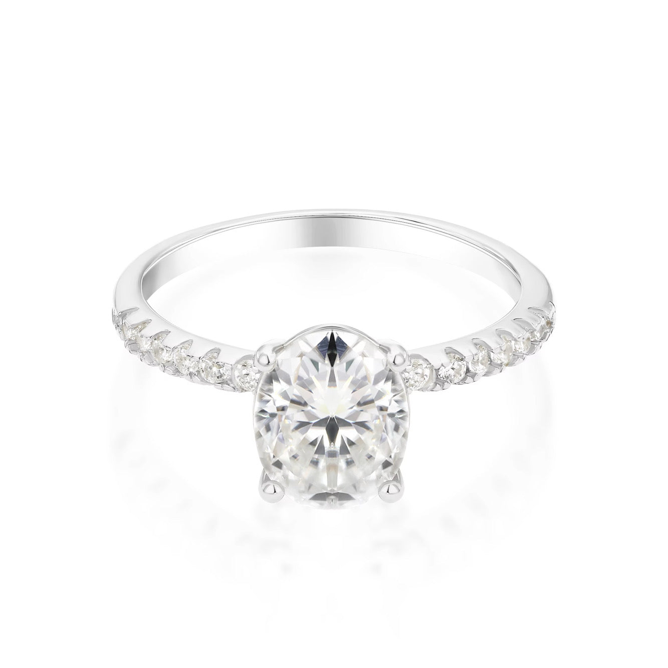 DIAMOND RING OVAL MOISSANITE S925 - SILVER