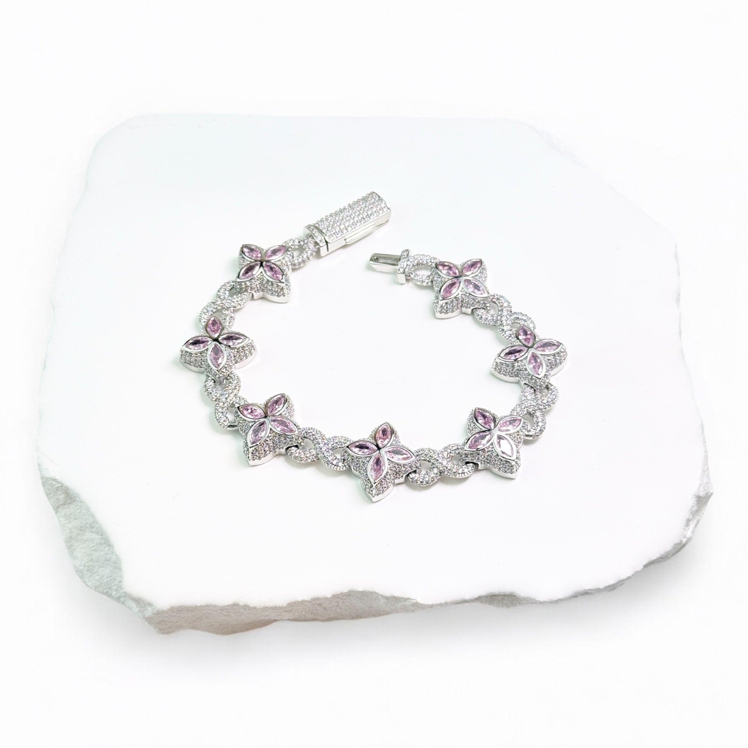 INFINITY FIORI DIAMOND BRACELET - SILVER/PINK