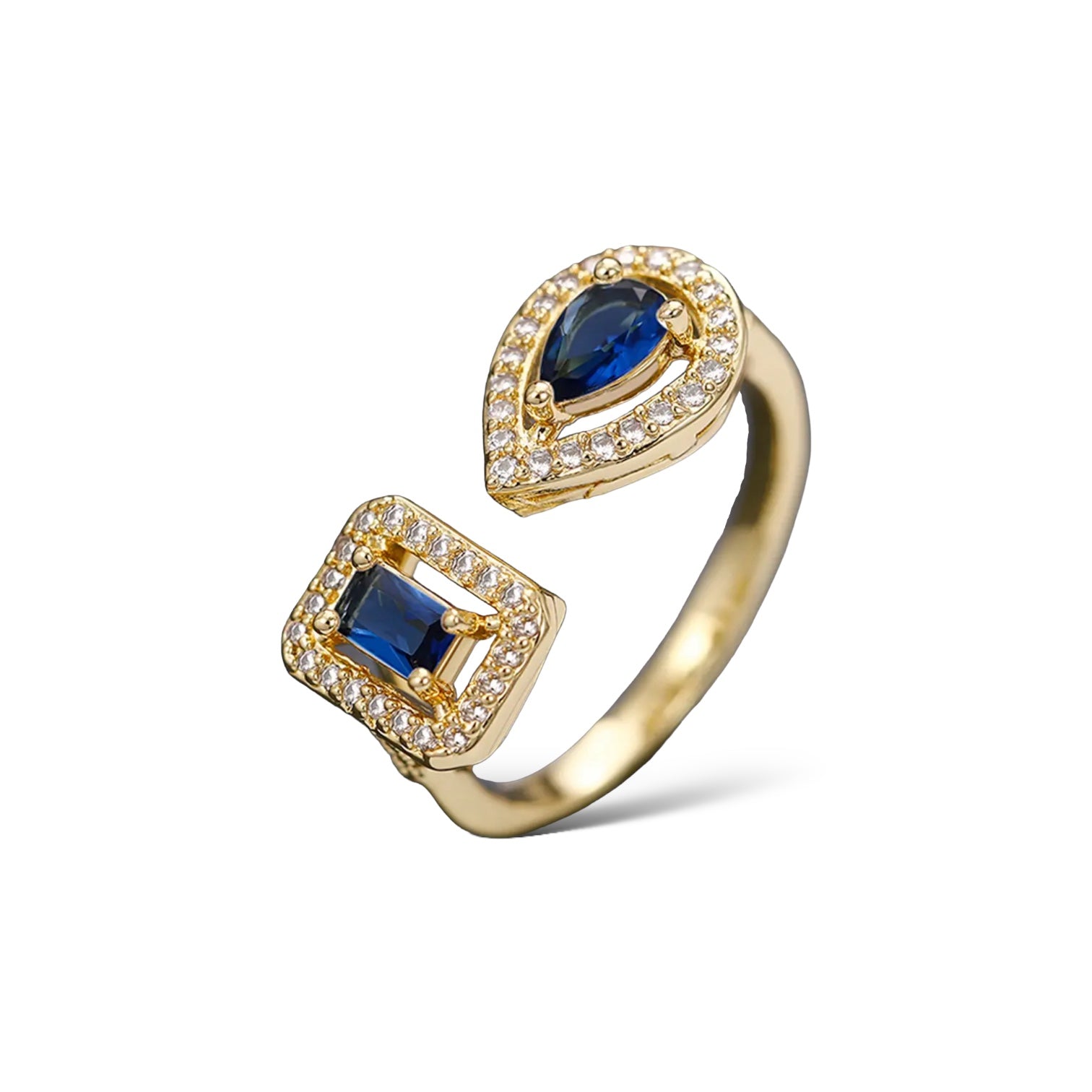 DIAMANTE RING - GULL/BLÅ