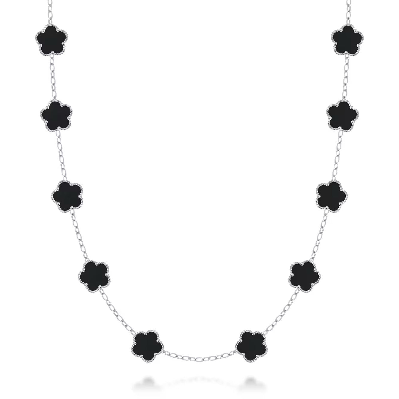 FIORI NECKLACE V2 - SILVER/BLACK
