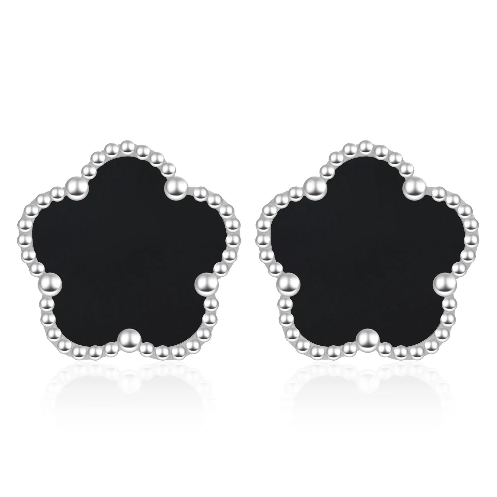 EARRINGS FIORI - SILVER/BLACK