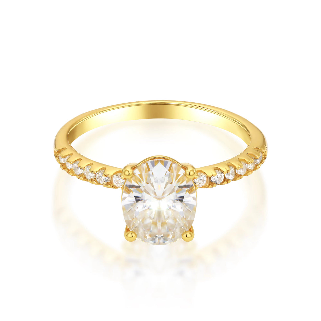 DIAMOND RING OVAL MOISSANITE S925 - GOLD