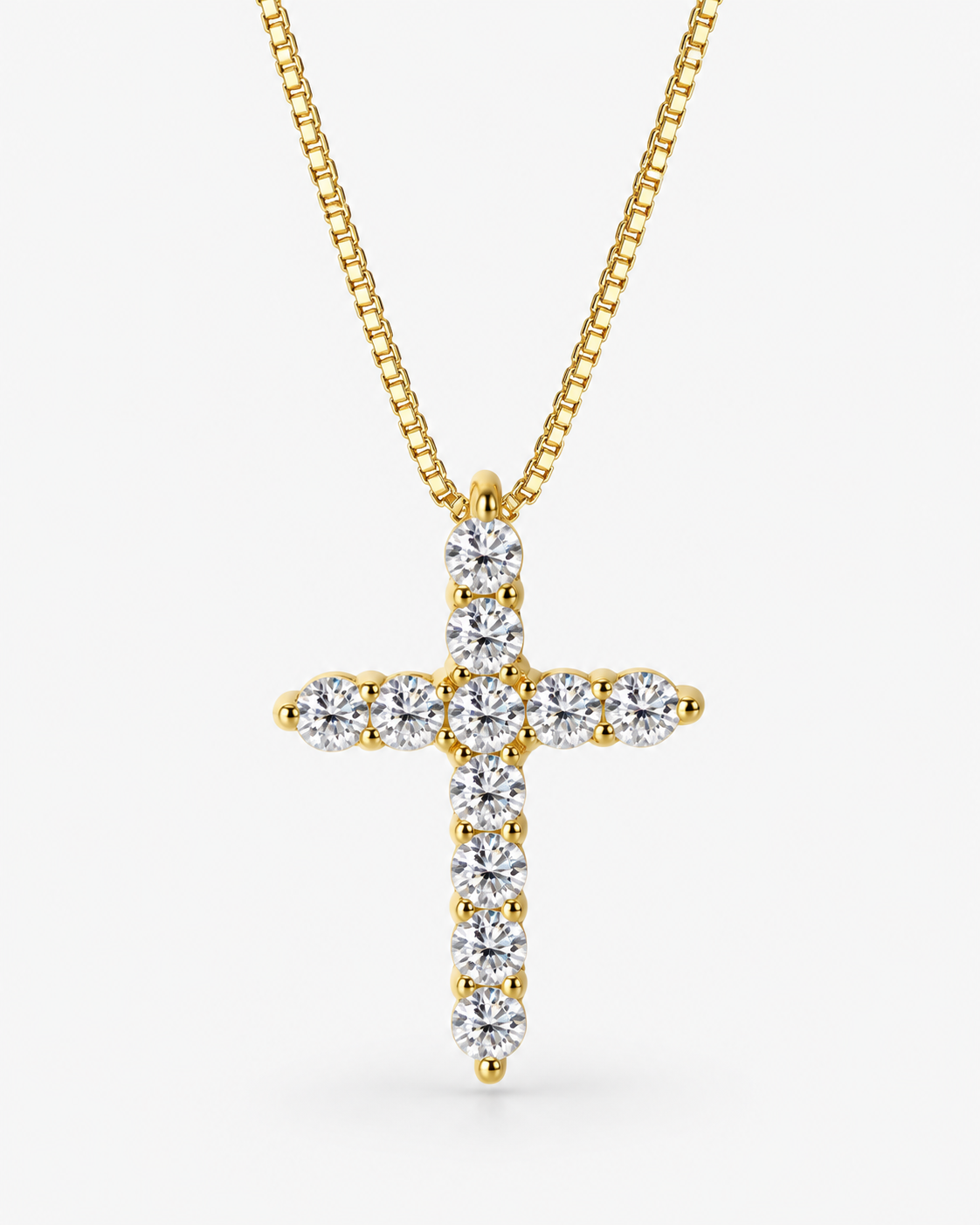 BARI DIAMOND CROSS NECKLACE MOISSANITE S925 - GOLD