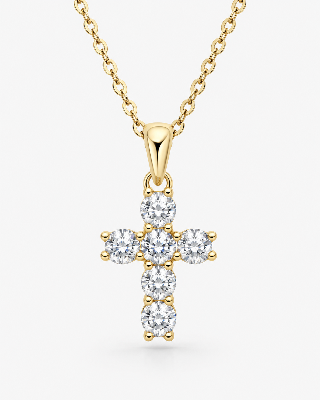 DIAMOND CROSS NECKLACE MOISSANITE S925 - GOLD