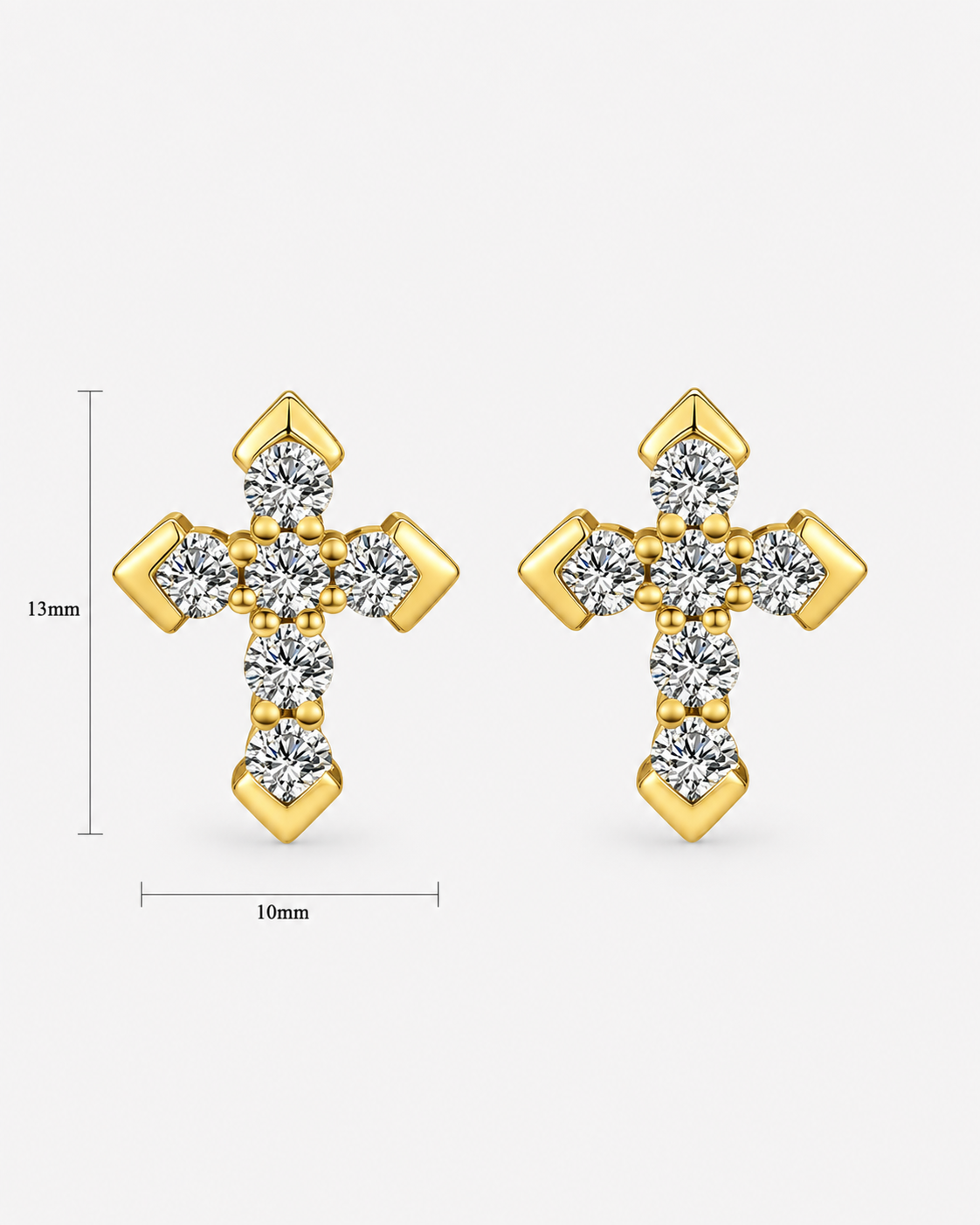 EARRINGS DIAMOND CROSS MOISSANITE S925 - GOLD