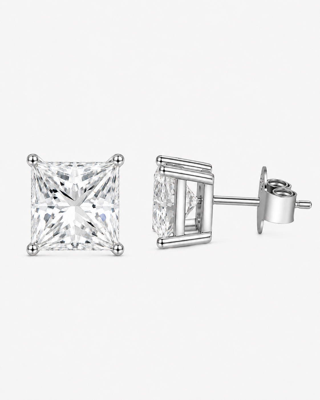 EARRINGS DIAMOND SQ MOISSANITE S925 - SILVER