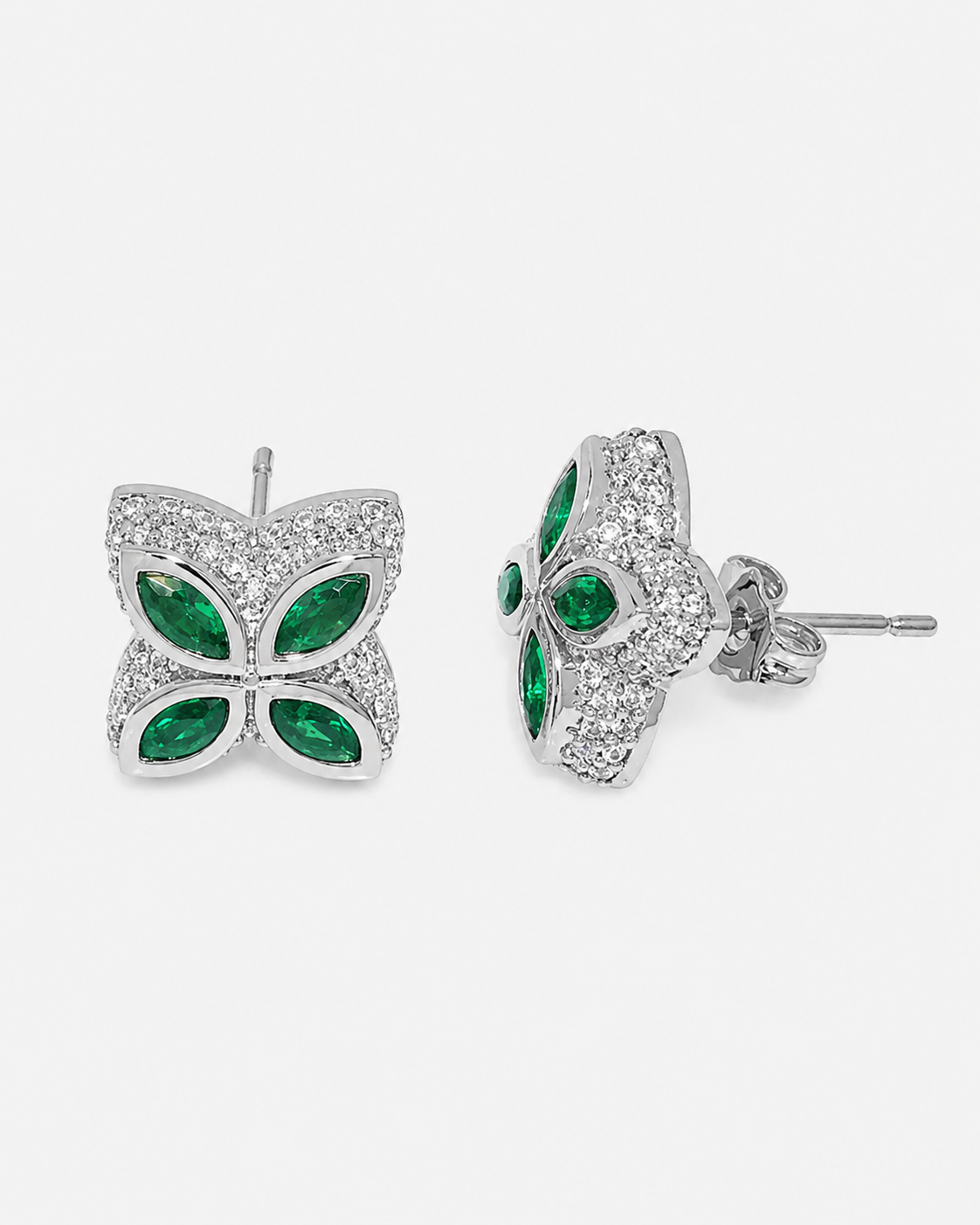 INFINITY FIORI DIAMOND EARRINGS - SILVER/GREEN