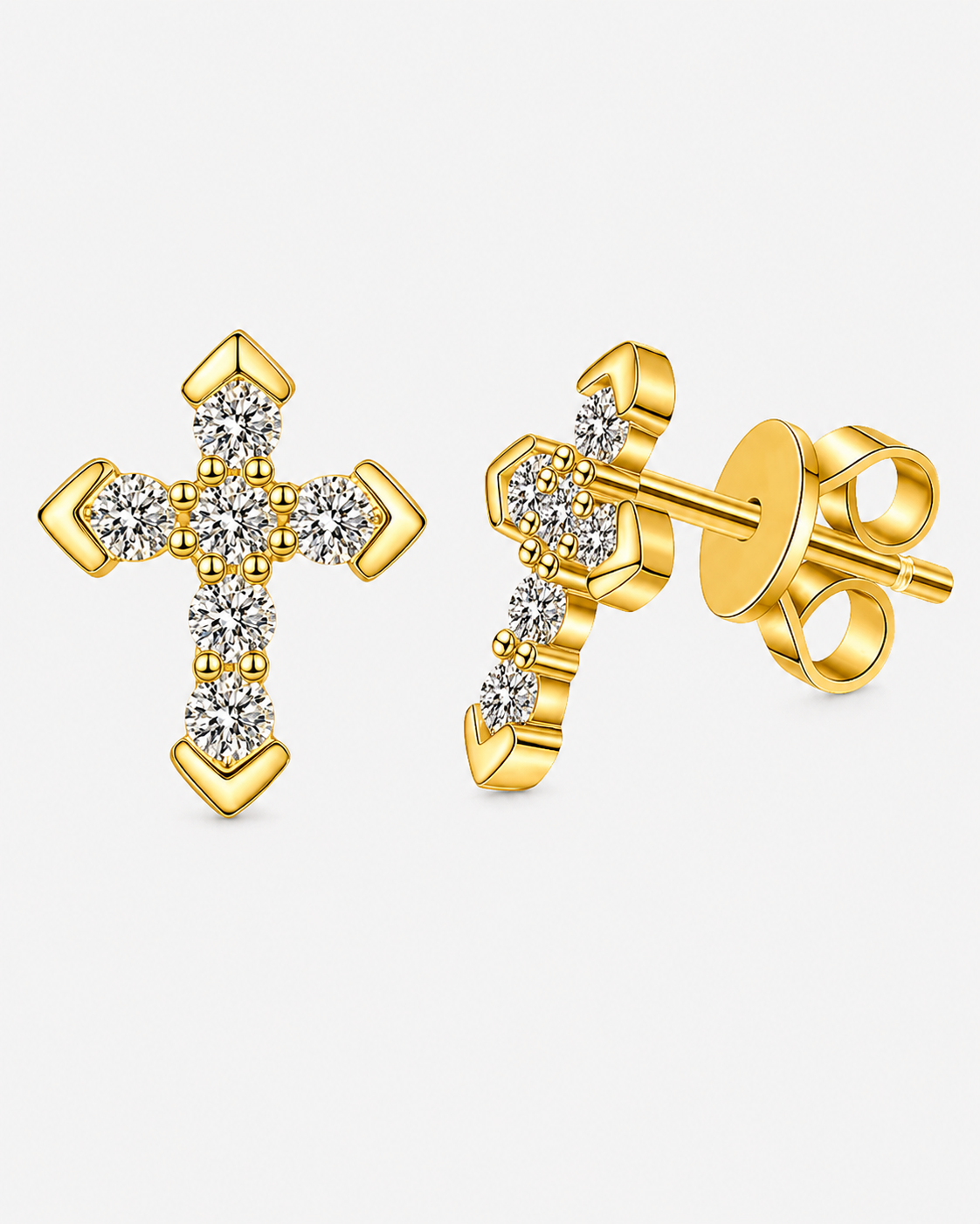 EARRINGS DIAMOND CROSS MOISSANITE S925 - GOLD