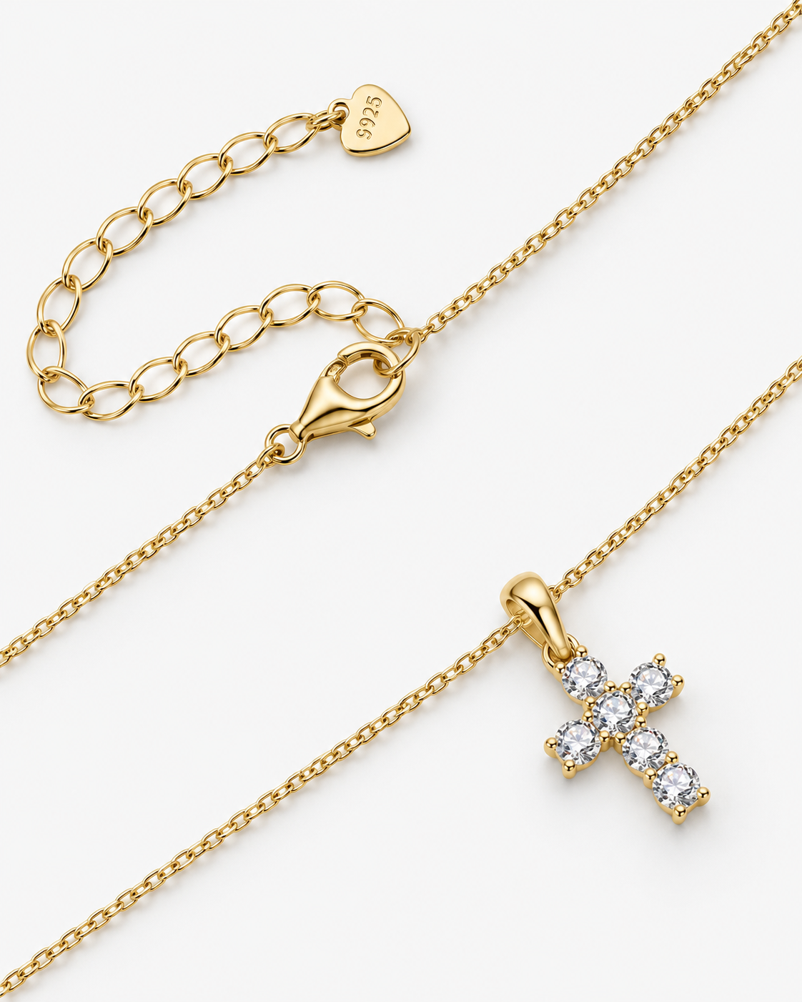 DIAMOND CROSS NECKLACE MOISSANITE S925 - GOLD