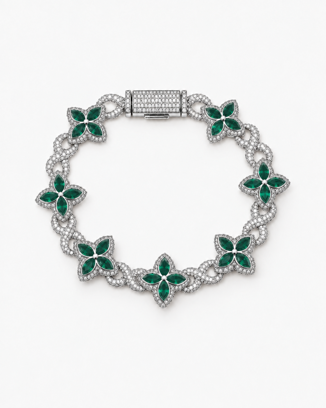INFINITY FIORI DIAMOND BRACELET - SILVER/GREEN