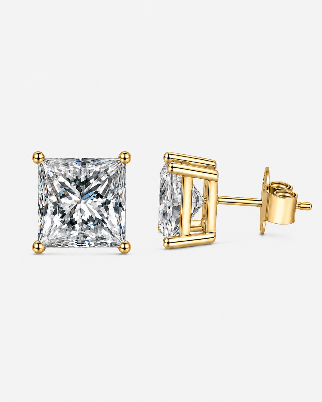 EARRINGS DIAMOND SQ MOISSANITE S925 - GOLD