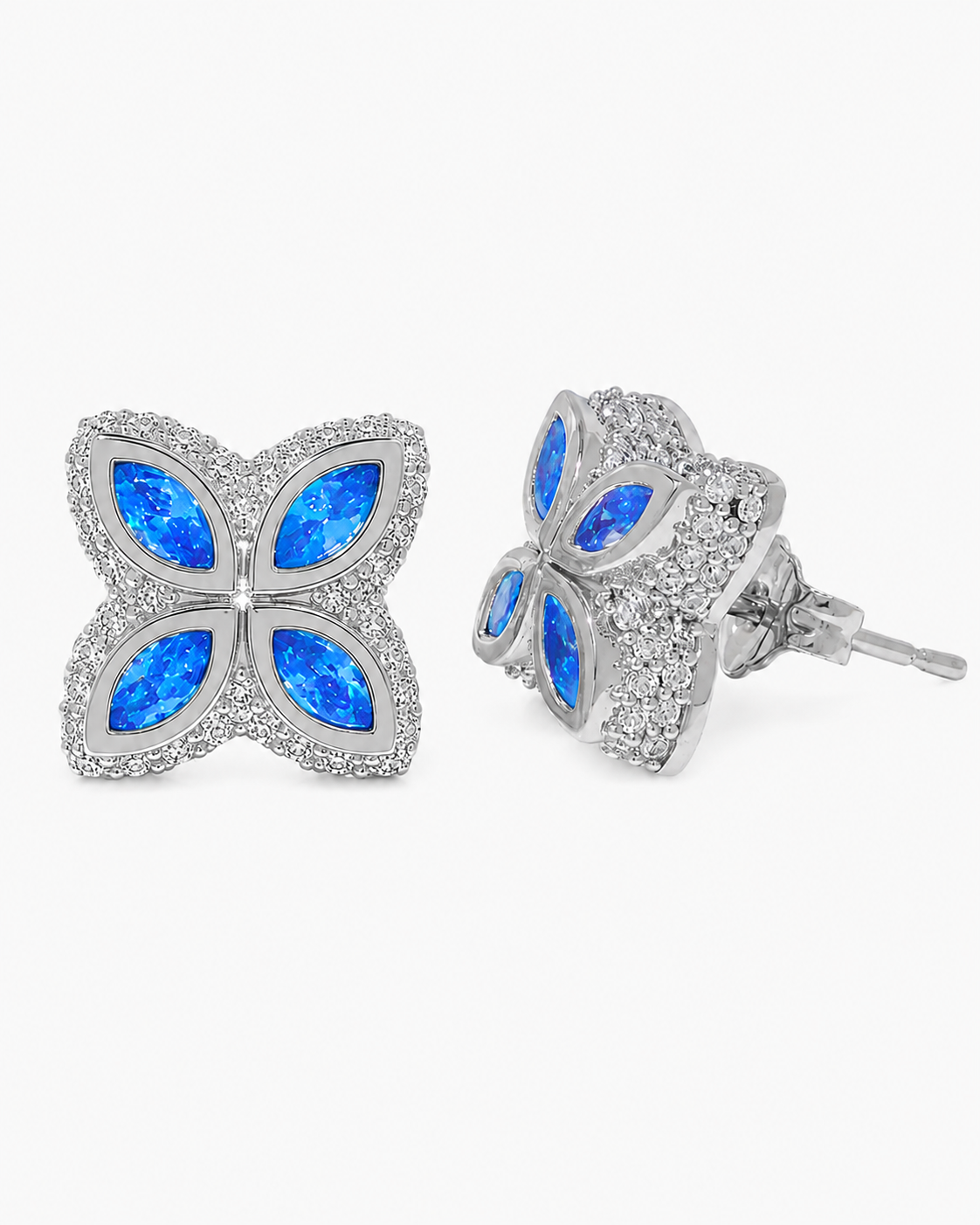 INFINITY FIORI DIAMOND EARRINGS - SILVER/BLUE