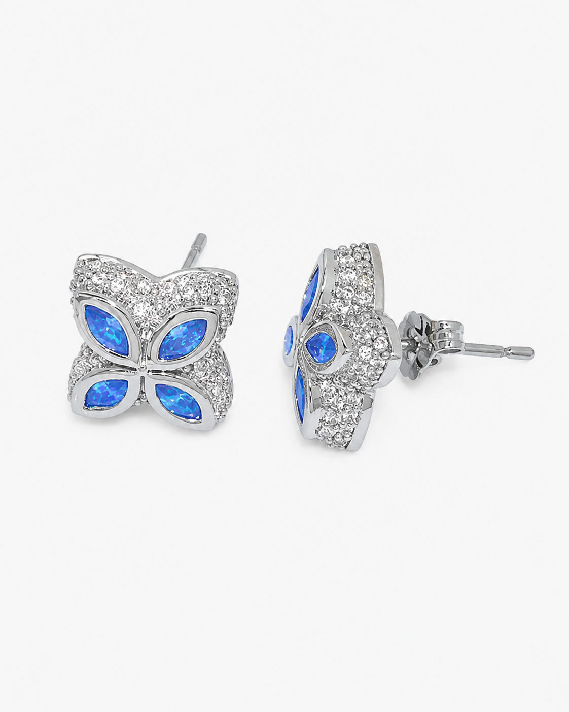 INFINITY FIORI DIAMOND EARRINGS - SILVER/BLUE