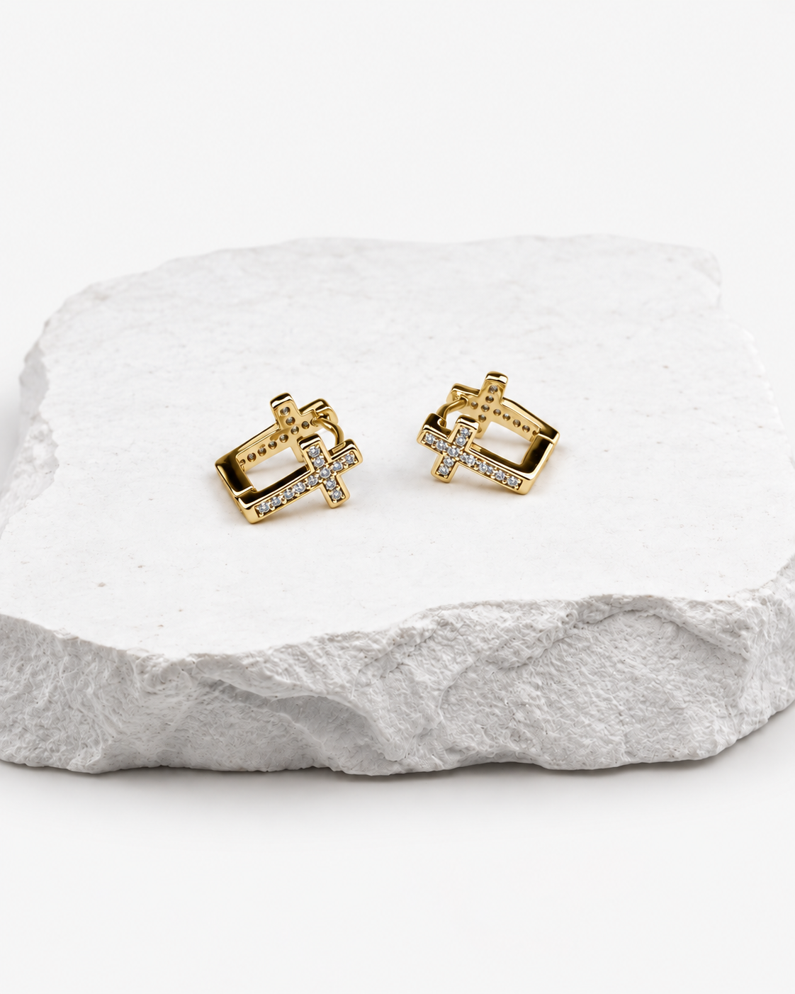 EARRINGS CROSS - GOLD