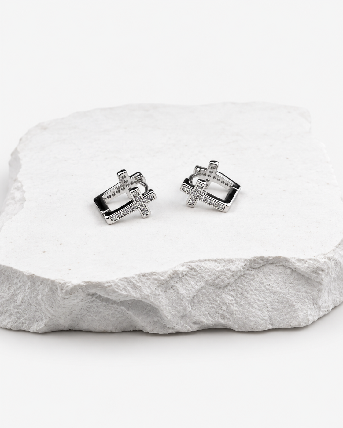 EARRINGS CROSS - SILVER