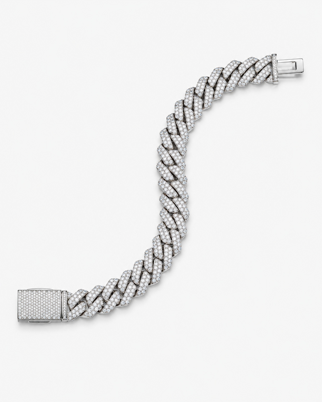 CUBAN ICE BRACELET MOISSANITE S925 - SILVER (Made to Order)