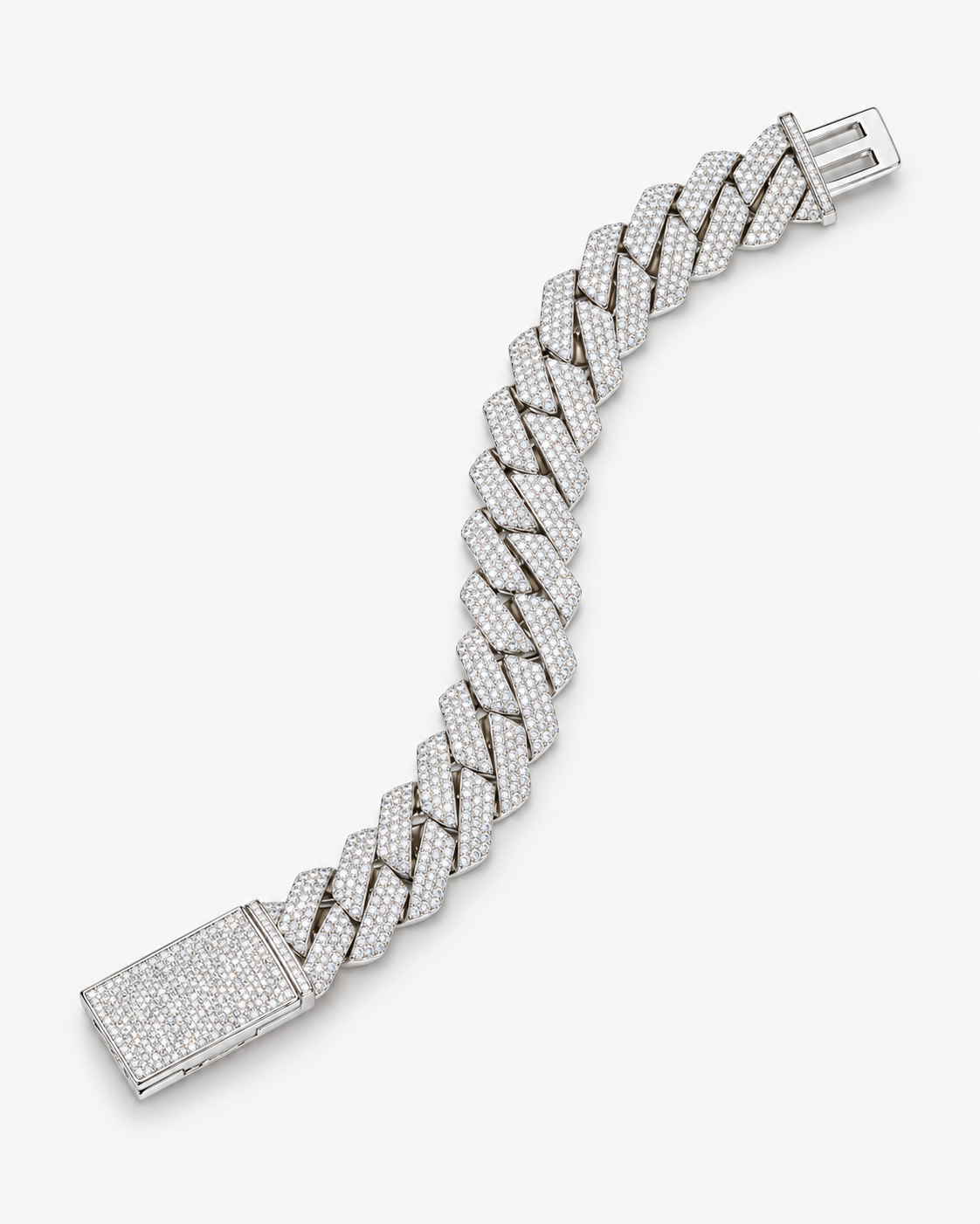 CUBAN ICE BRACELET MOISSANITE S925 - SILVER (Made to Order)