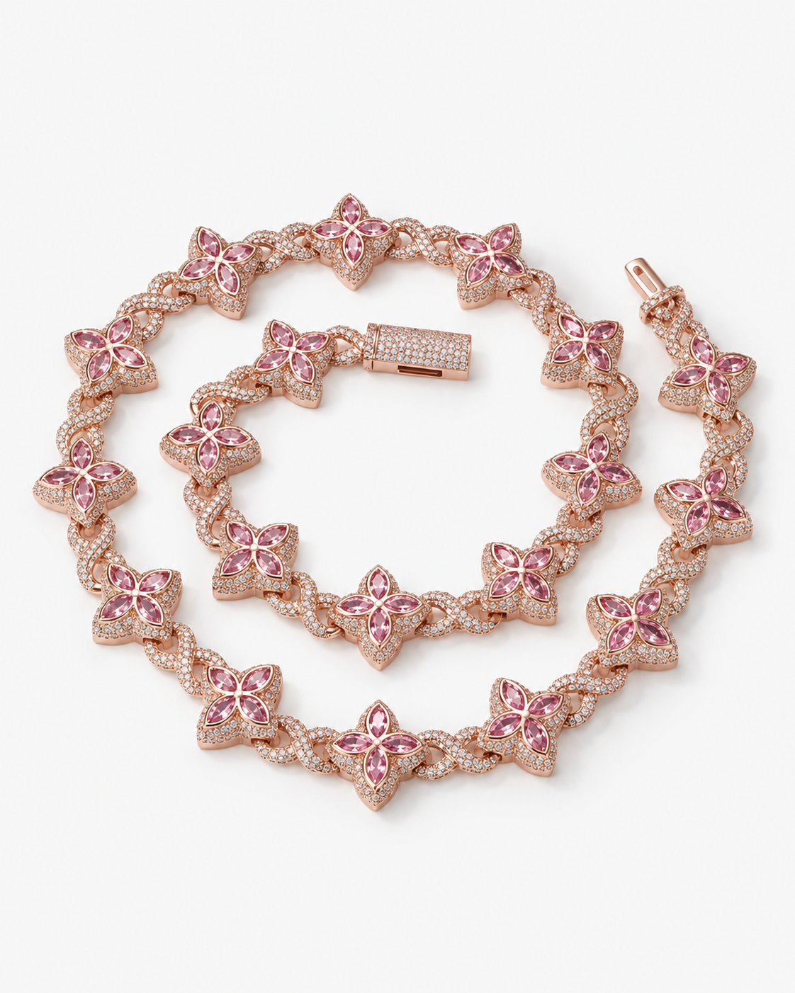 INFINITY FIORI DIAMOND NECKLACE - ROSE GOLD/PINK