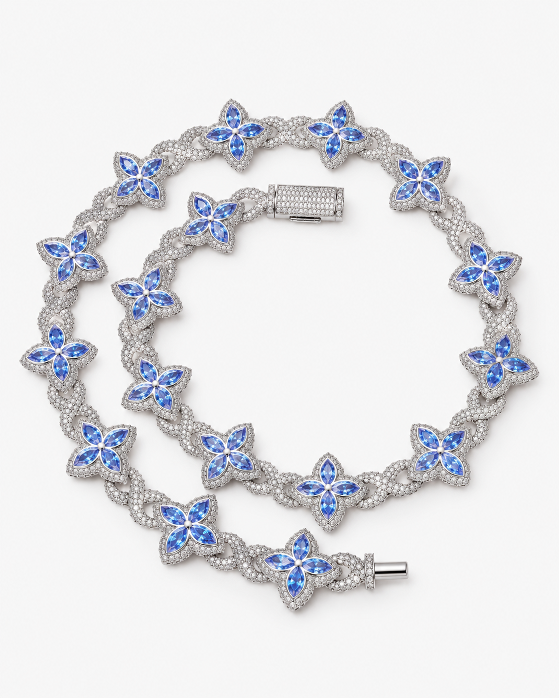 INFINITY FIORI DIAMOND NECKLACE - SILVER/BLUE