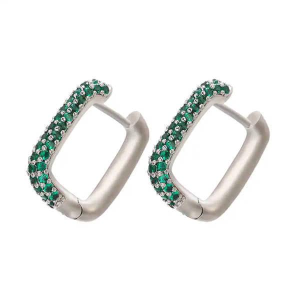 EARRINGS ALESSANDRA - SILVER/GREEN