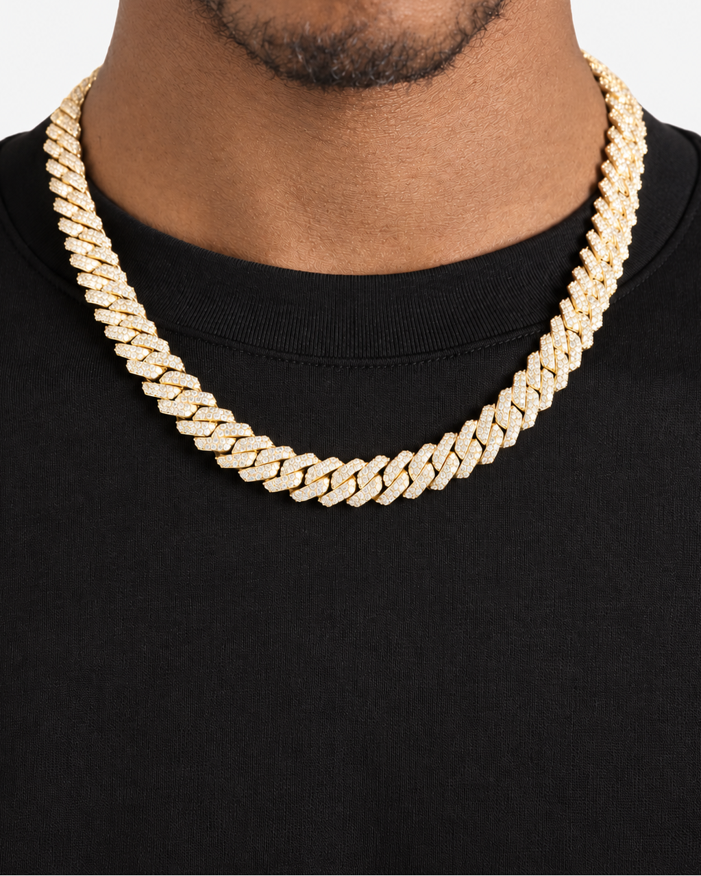CUBAN ICE NECKLACE MOISSANITE S925 - GOLD (Made to Order)
