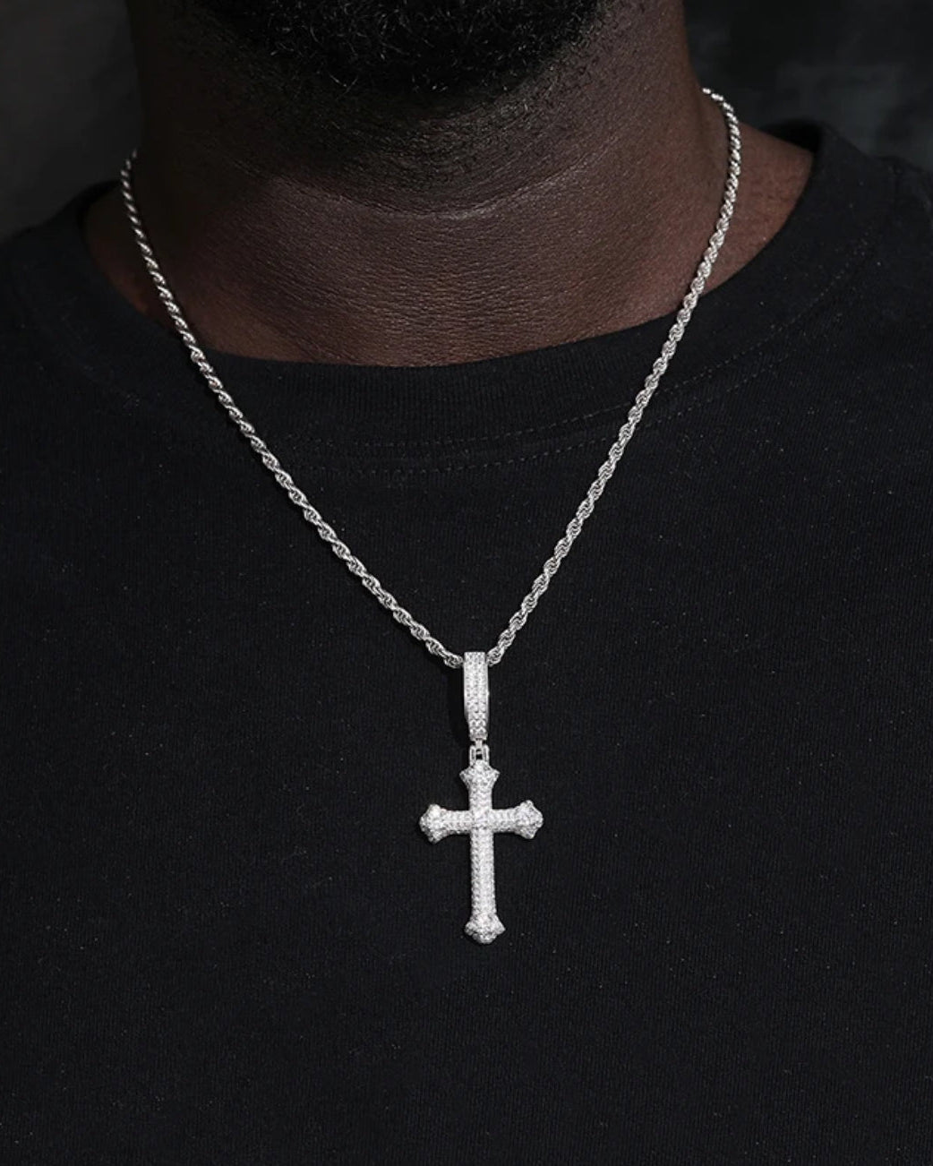 PENDANT DIAMOND CROSS MOISSANITE S925 - SILVER